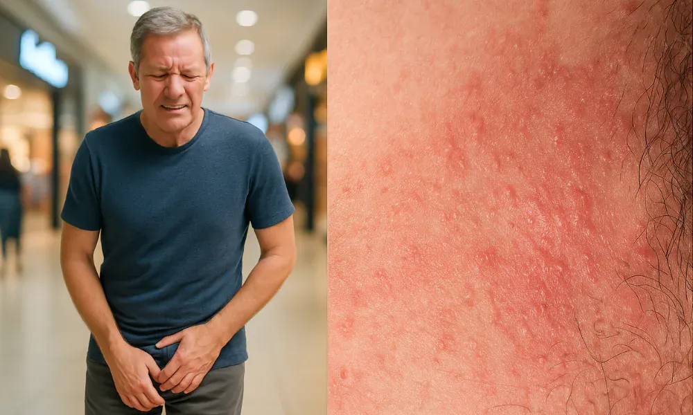 Man with skin allergic reaction after using Eroxon Gel
